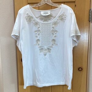 Paparazzi White Embroidered Short Sleeve Top